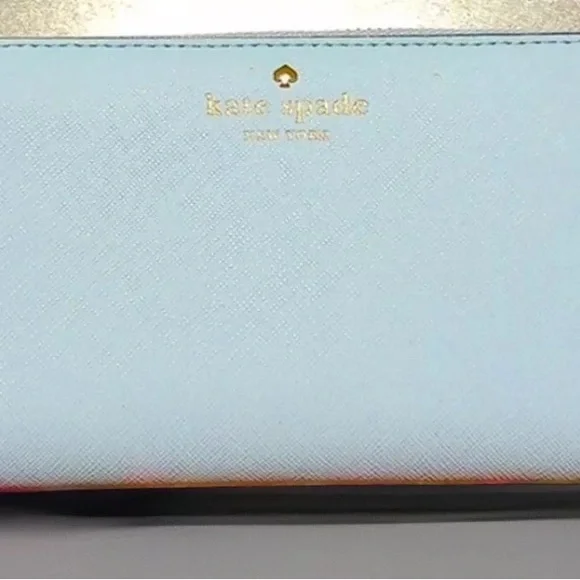 NEW KATE SPADE Zip Around Leather Wallet w/Glitter Box Perfect for Spring!! - Picture 4 of 15